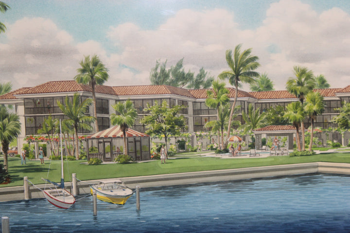 Luxury tropical interior featuring collectible architectural illustration art