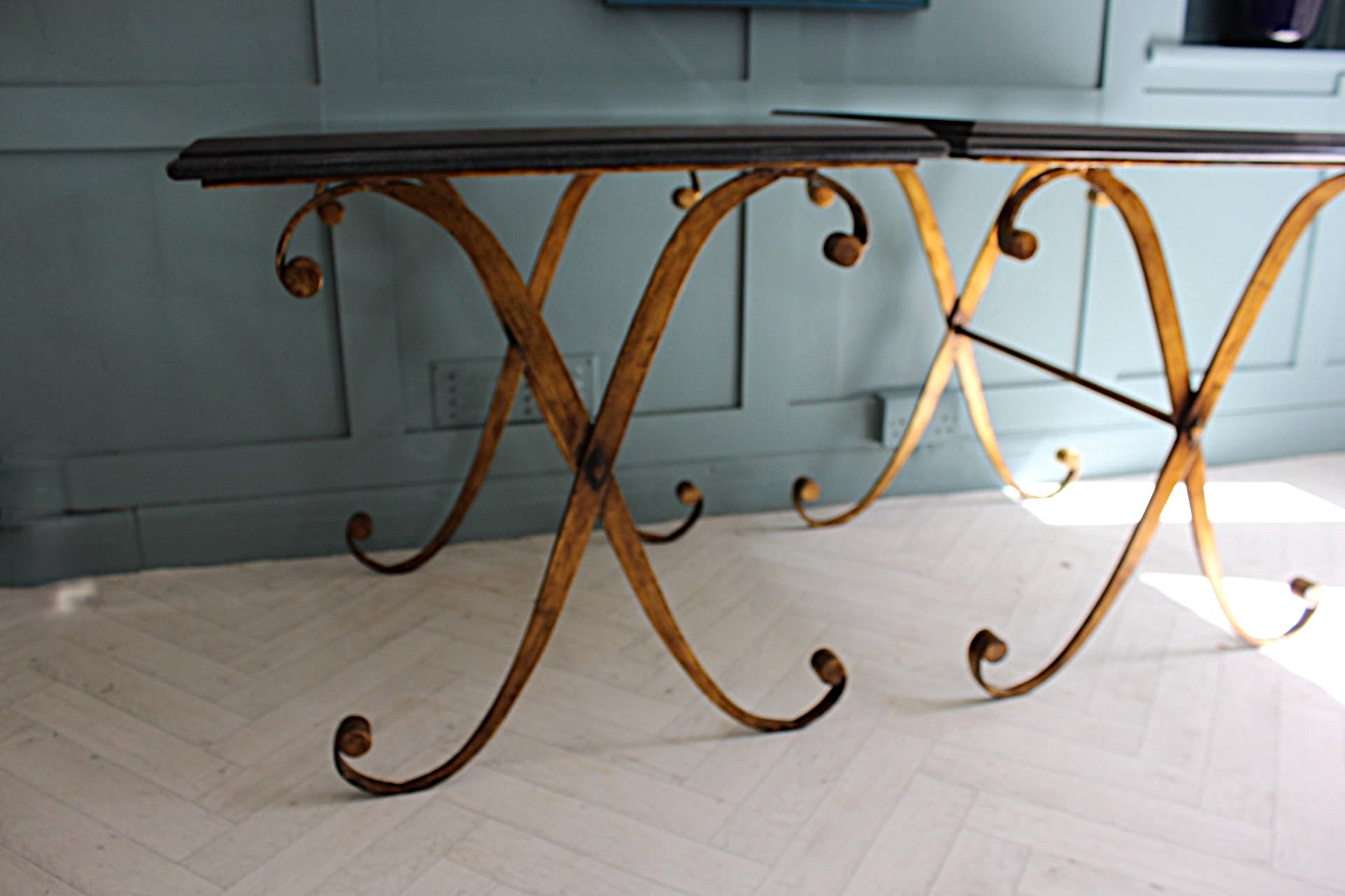 Mid Century John Richard Granite gilt metal side tables with luxury vintage design, perfect for high-end Sussex interiors.