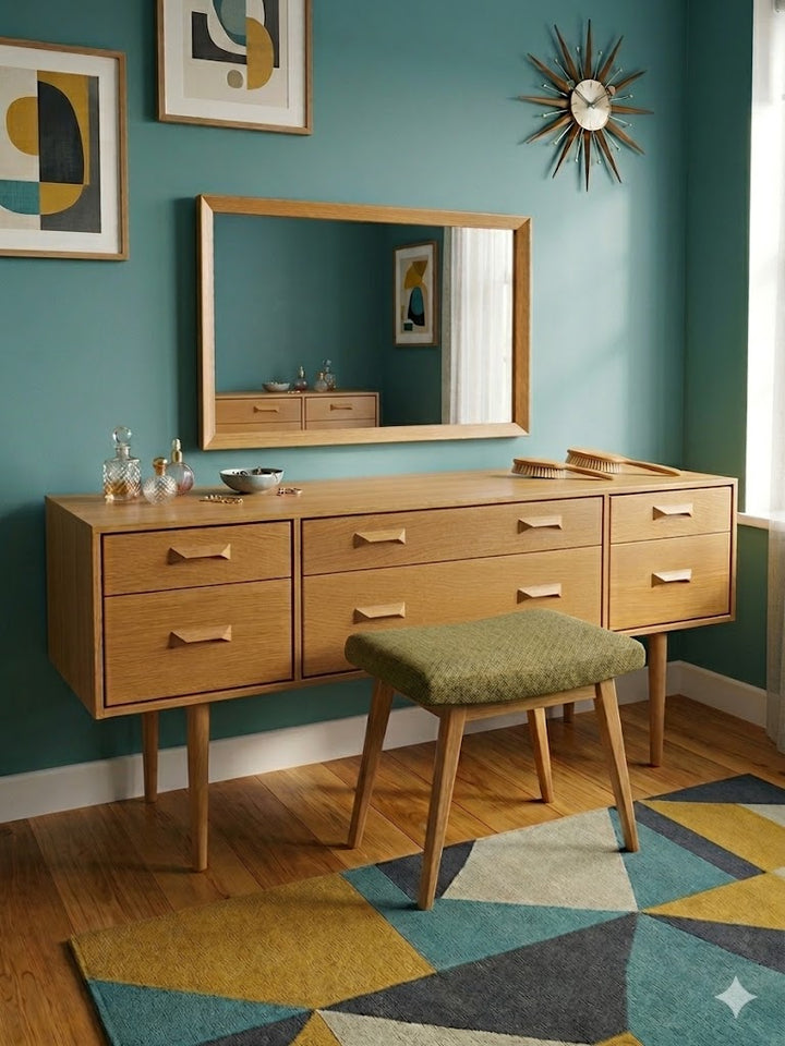 Oak vintage sideboard or dressing table front view