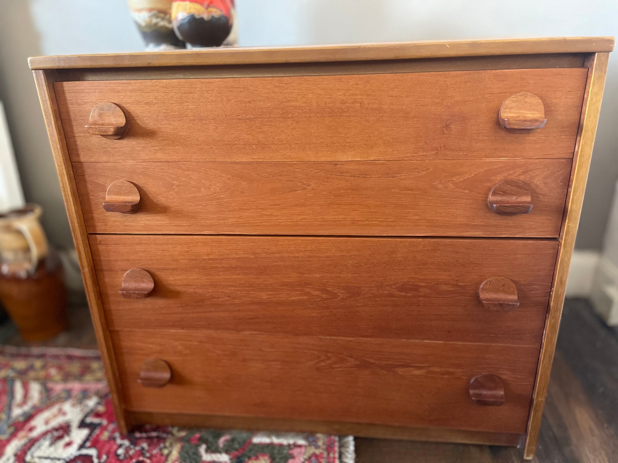 Teak tallboy chest of drawers from the Stag Fineline range, John & Sylvia Reid design