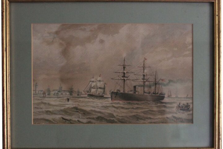 Nautical watercolor off the Kent coast