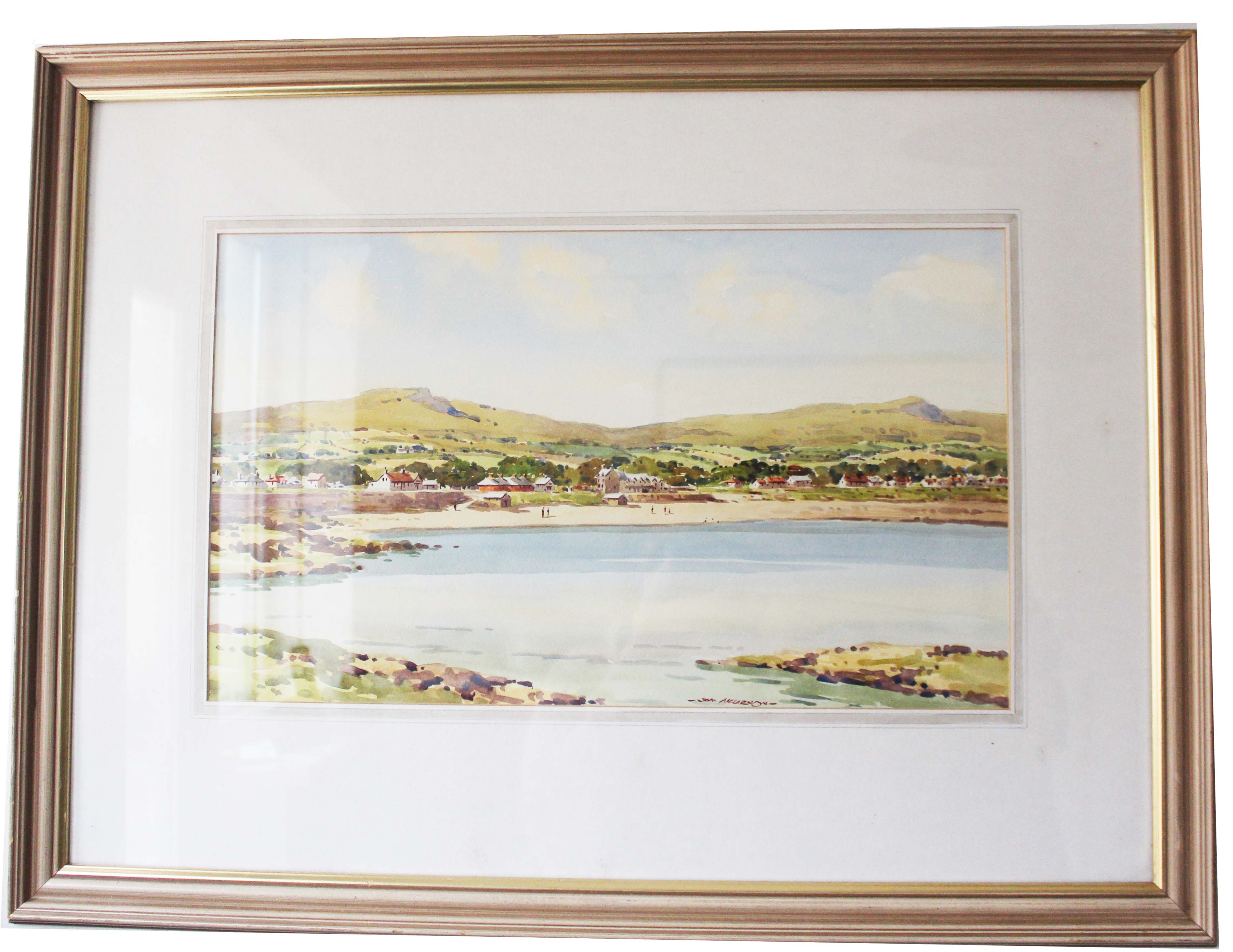Original watercolour painting of Ballygally Beach by Samuel McLarnon