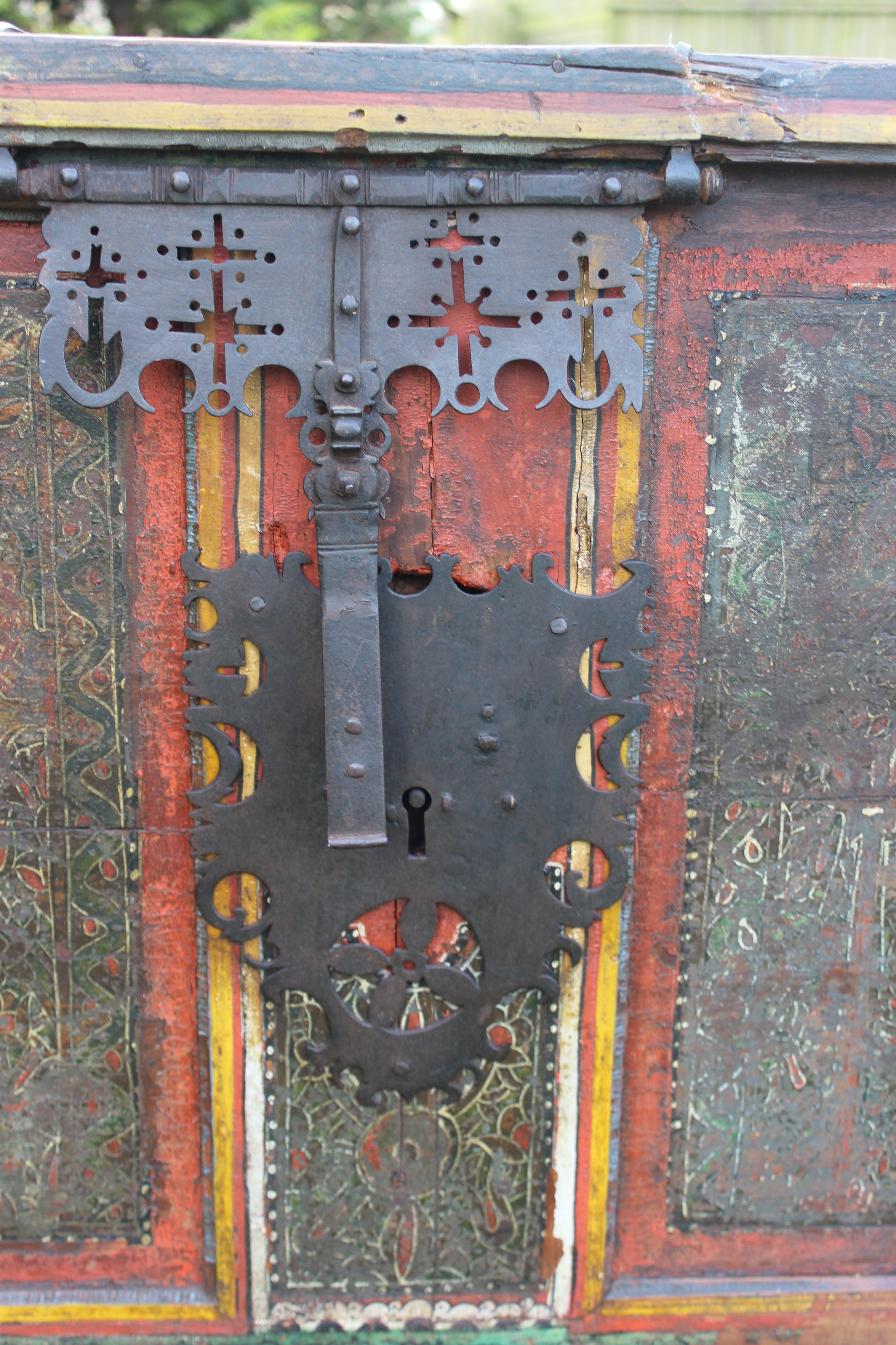 Close up painted Antique Chest 