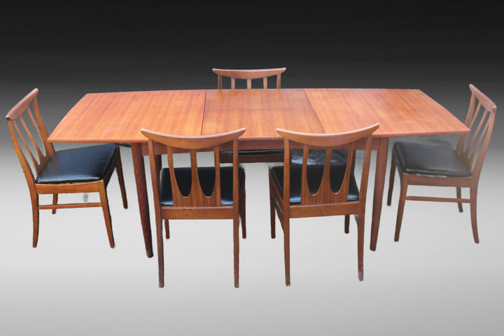 Set of five G Plan Brasilia teak dining chairs with black vinyl seats Sussex