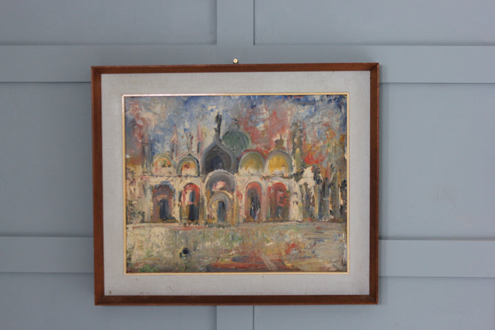 Venetian Painting By Emanuele Cappello vintage mid century Sussex