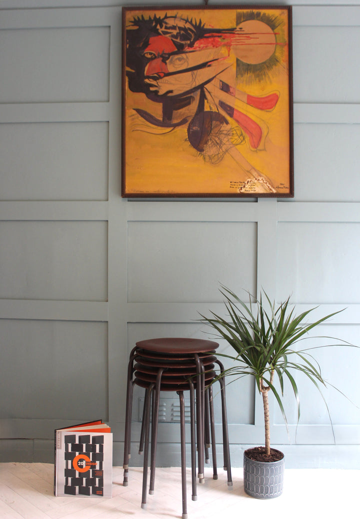 Vintage Arne Jacobsen teak stacking stool with tripod legs, circa 1950