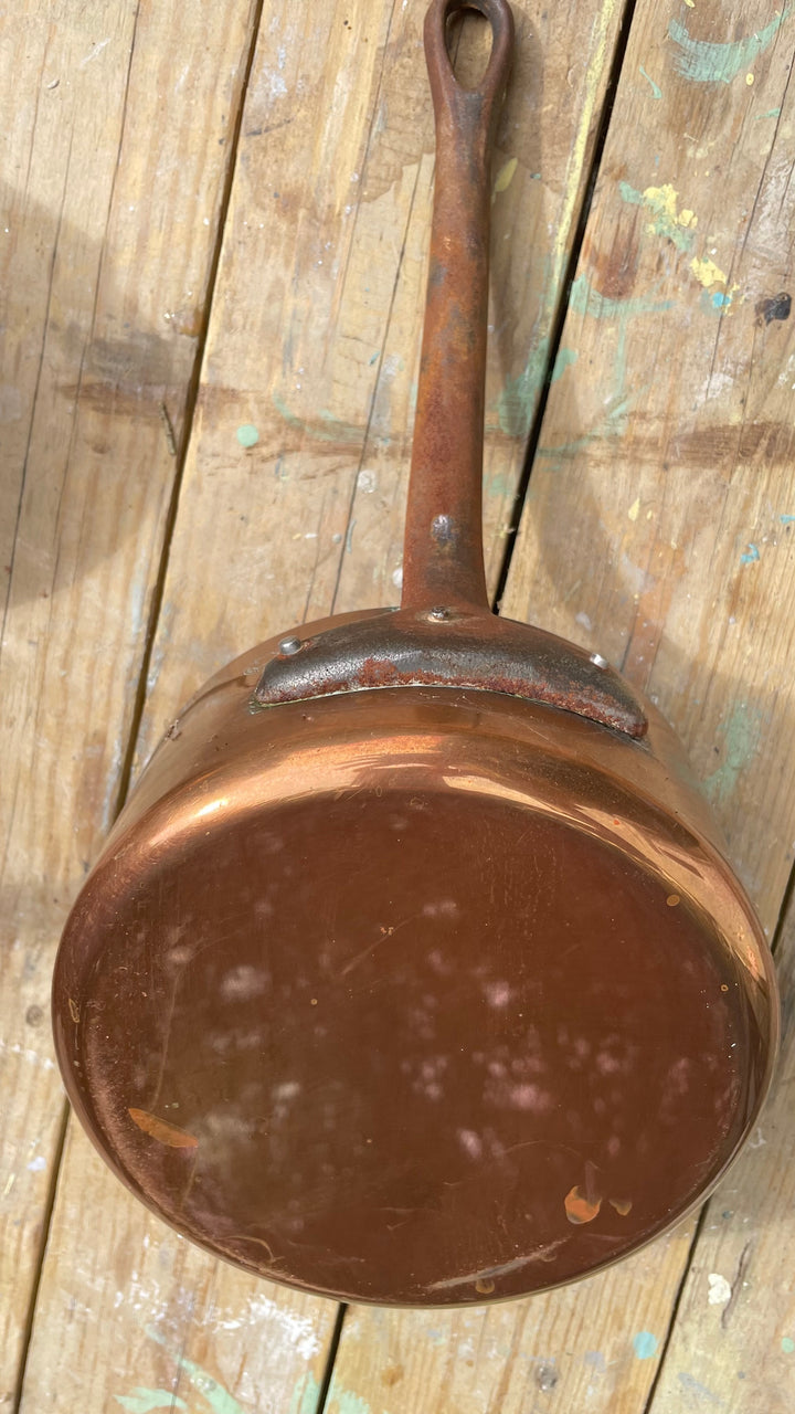 Vintage Copper saucepan back view