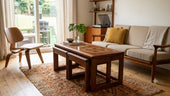 Vintage nest of coffee tables in room setting