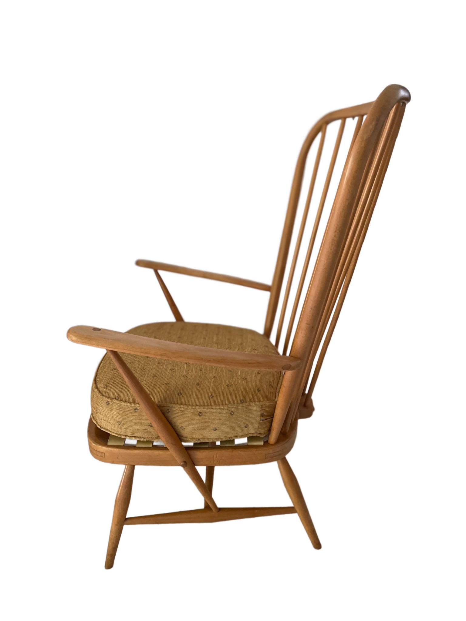Vintage Ercol Windsor grandfather armchair Model 478, high back design