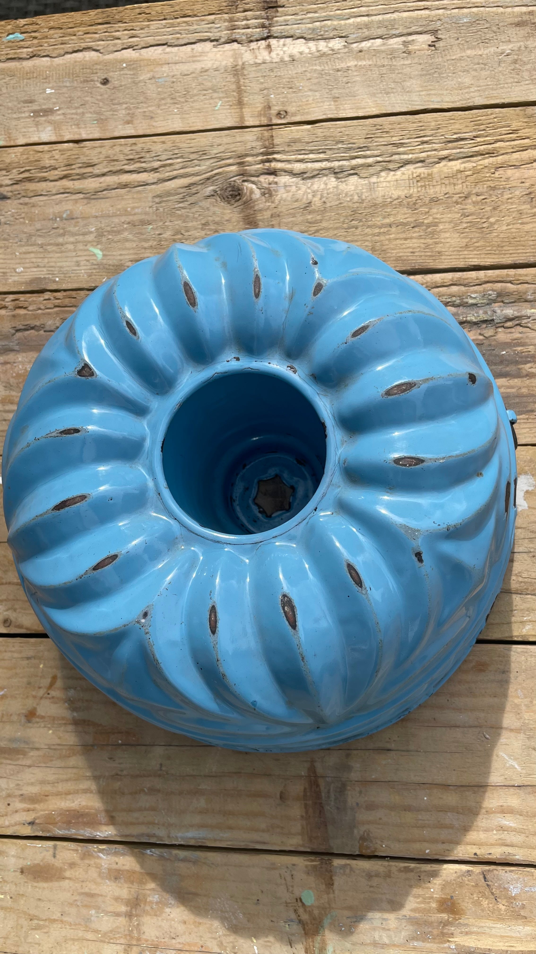 Vintage French Powder Blue Enamel Jelly Mold