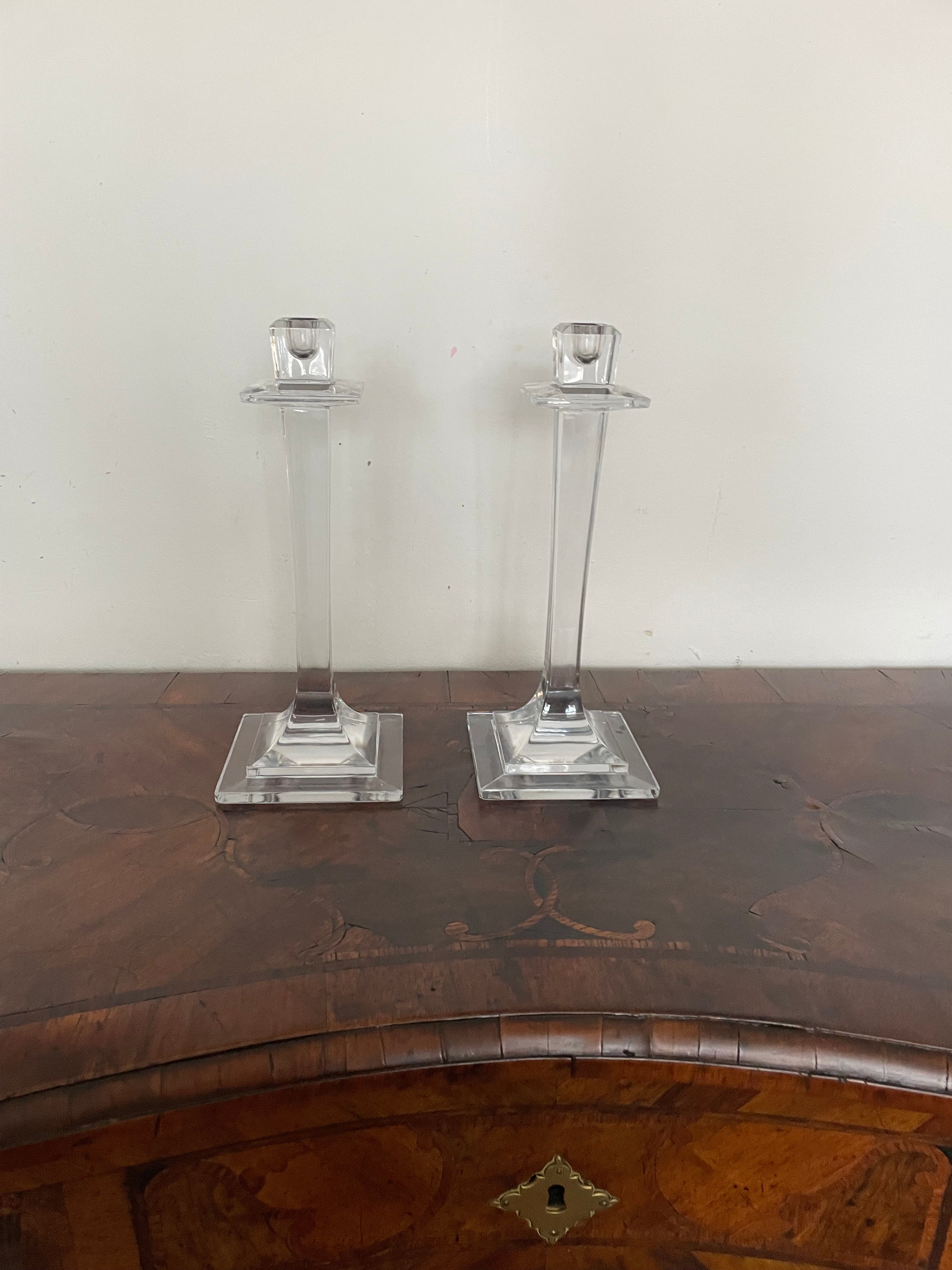 Vintage Glass Candlesticks Front View