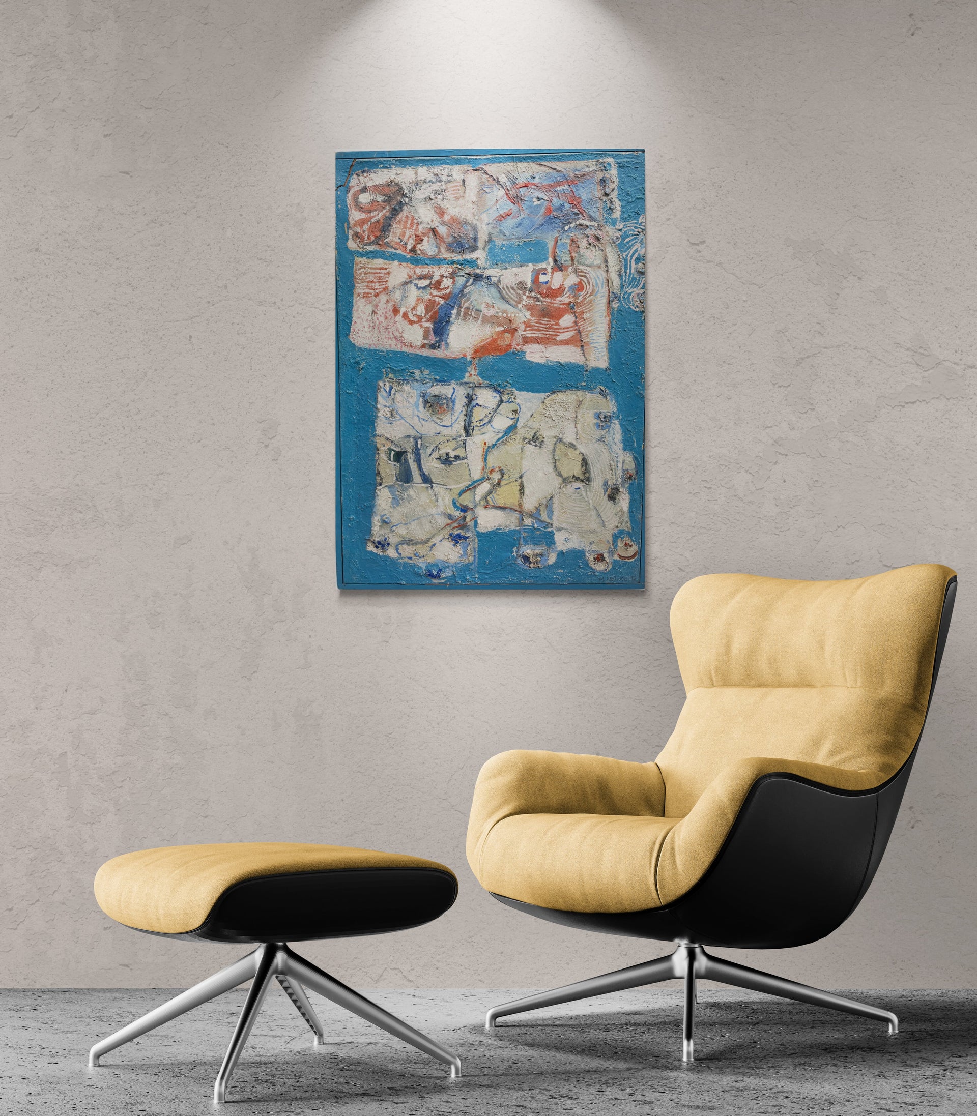 Vintage Italian abstract painting signed 1972