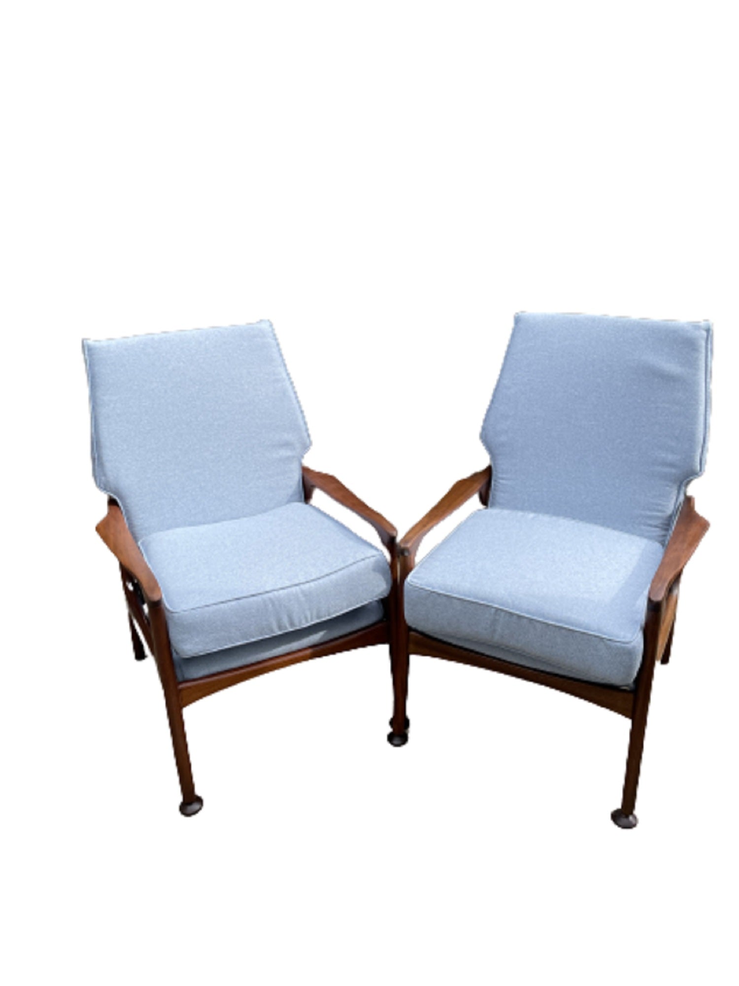 Vintage teak armchairs with modern slider
