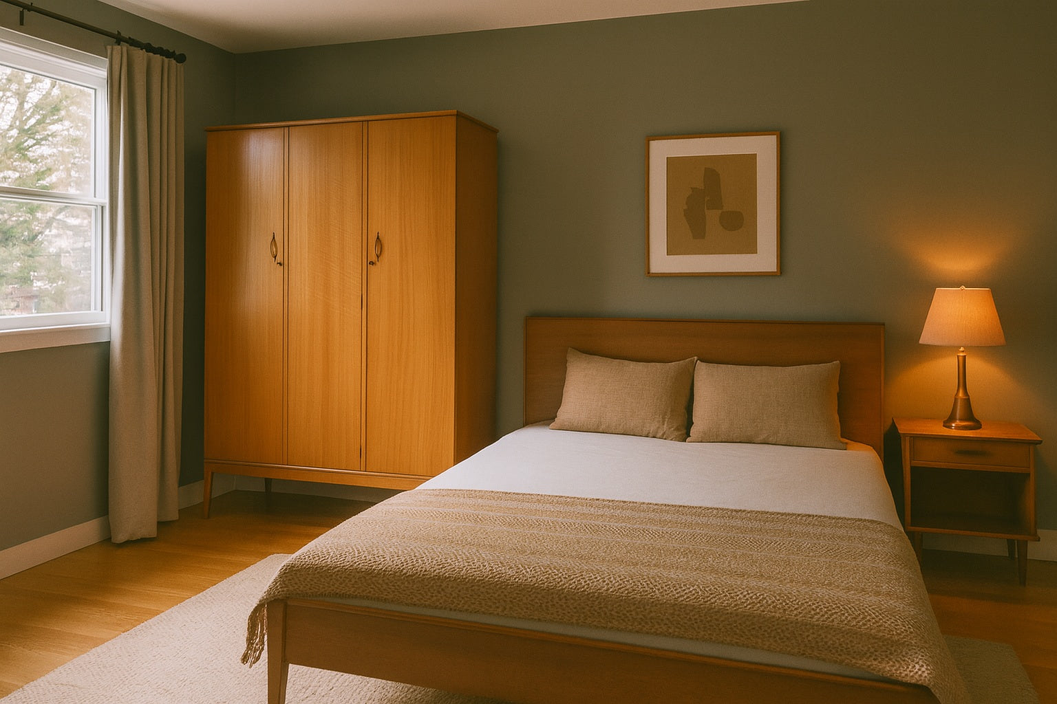 Mid-Century Walnut Triple Wardrobe by Alfred Cox for Heal's, 1950s