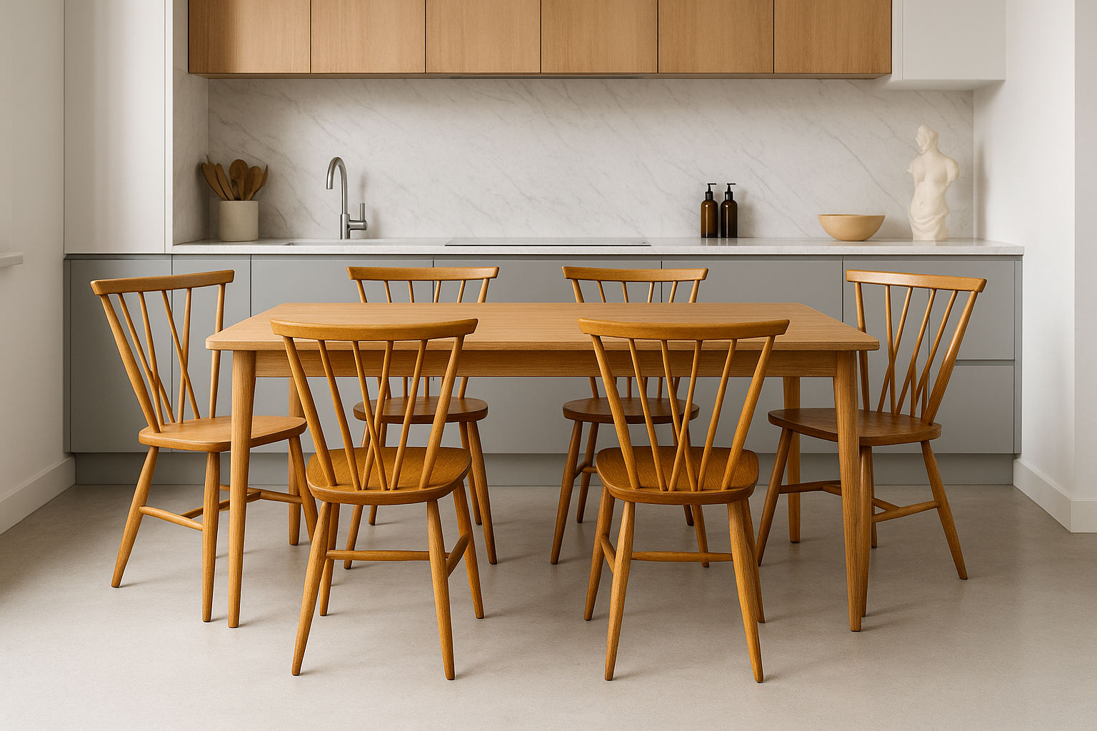 Set of Four Rare Ercol Candlestick Dining Chairs, Mid Century