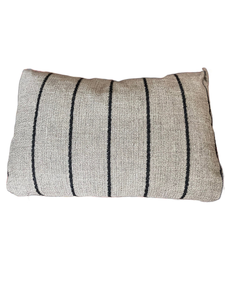 Soft grey striped bouclé throw pillow