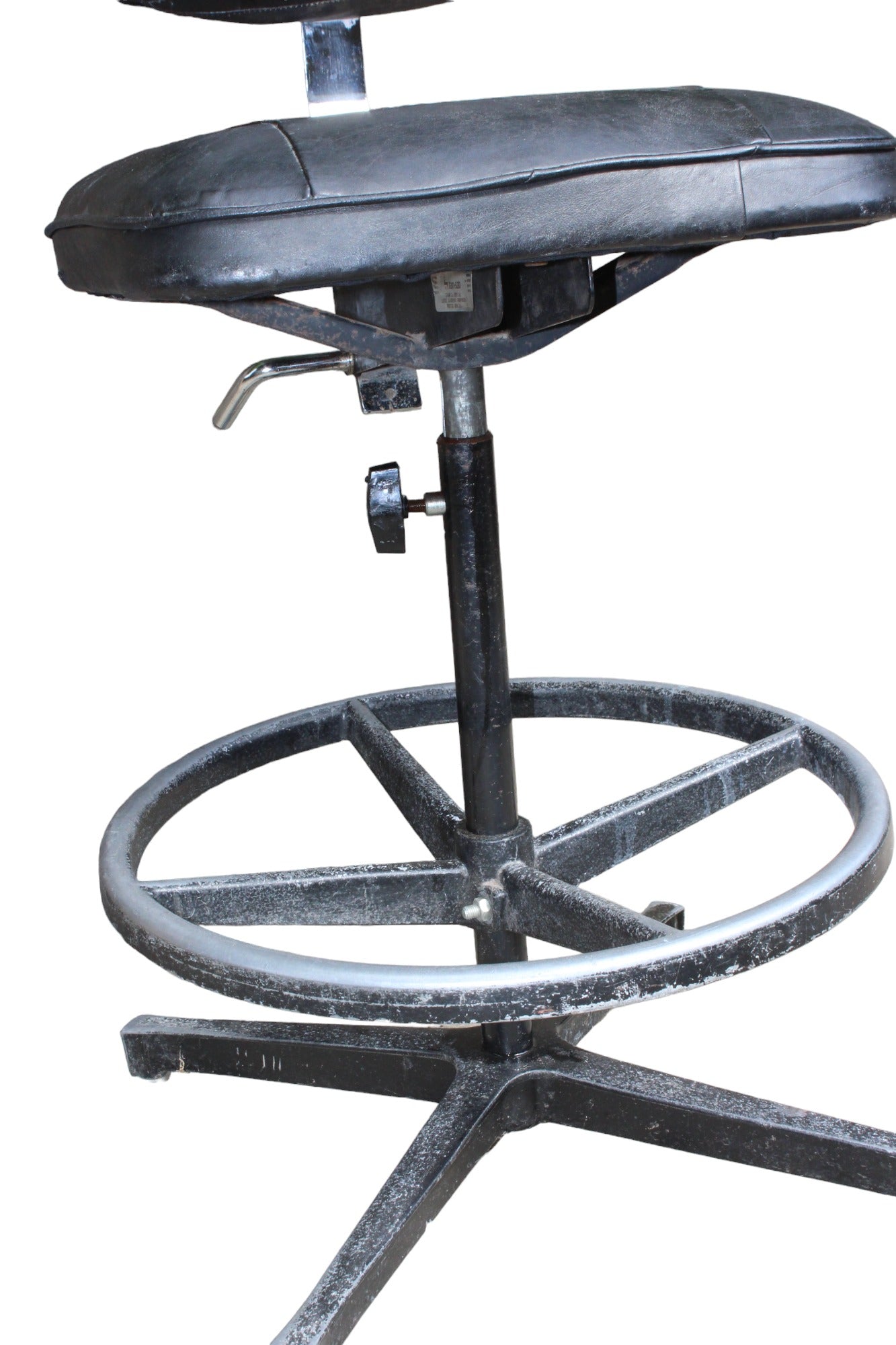 industrial chair with swivel mechanism and steel arm 