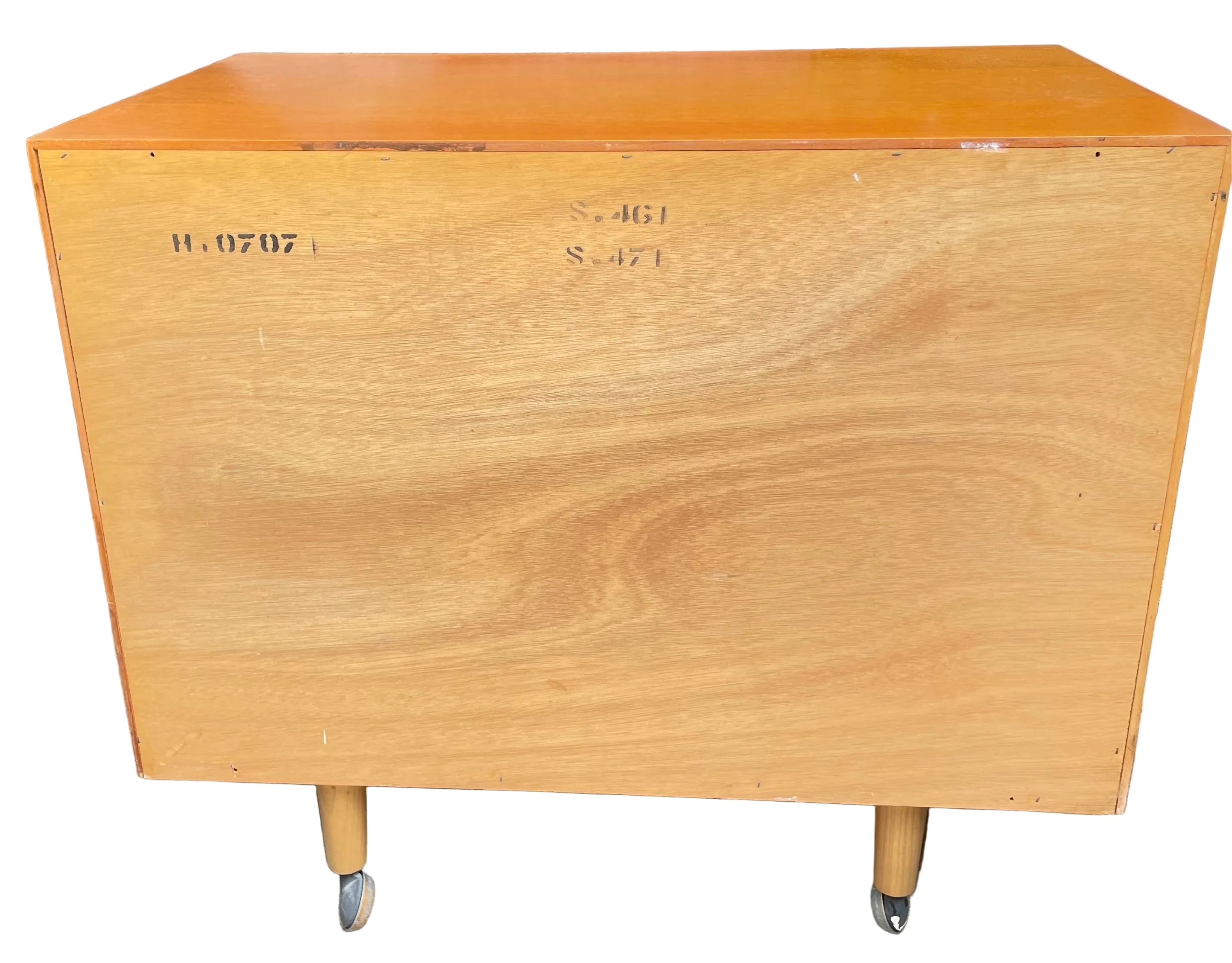 stag 3 drawer chest of drawers back view