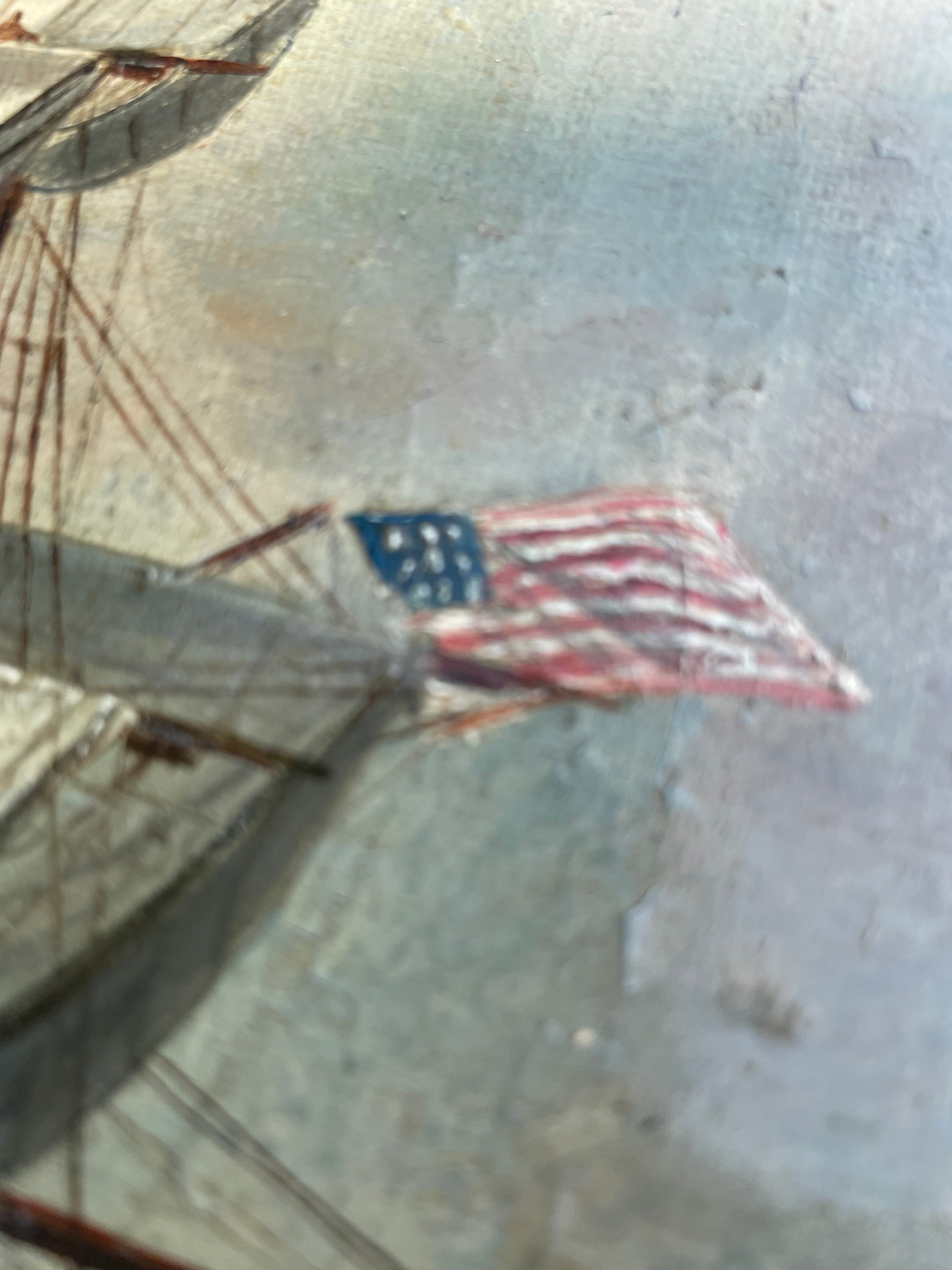 antique usa flag ship