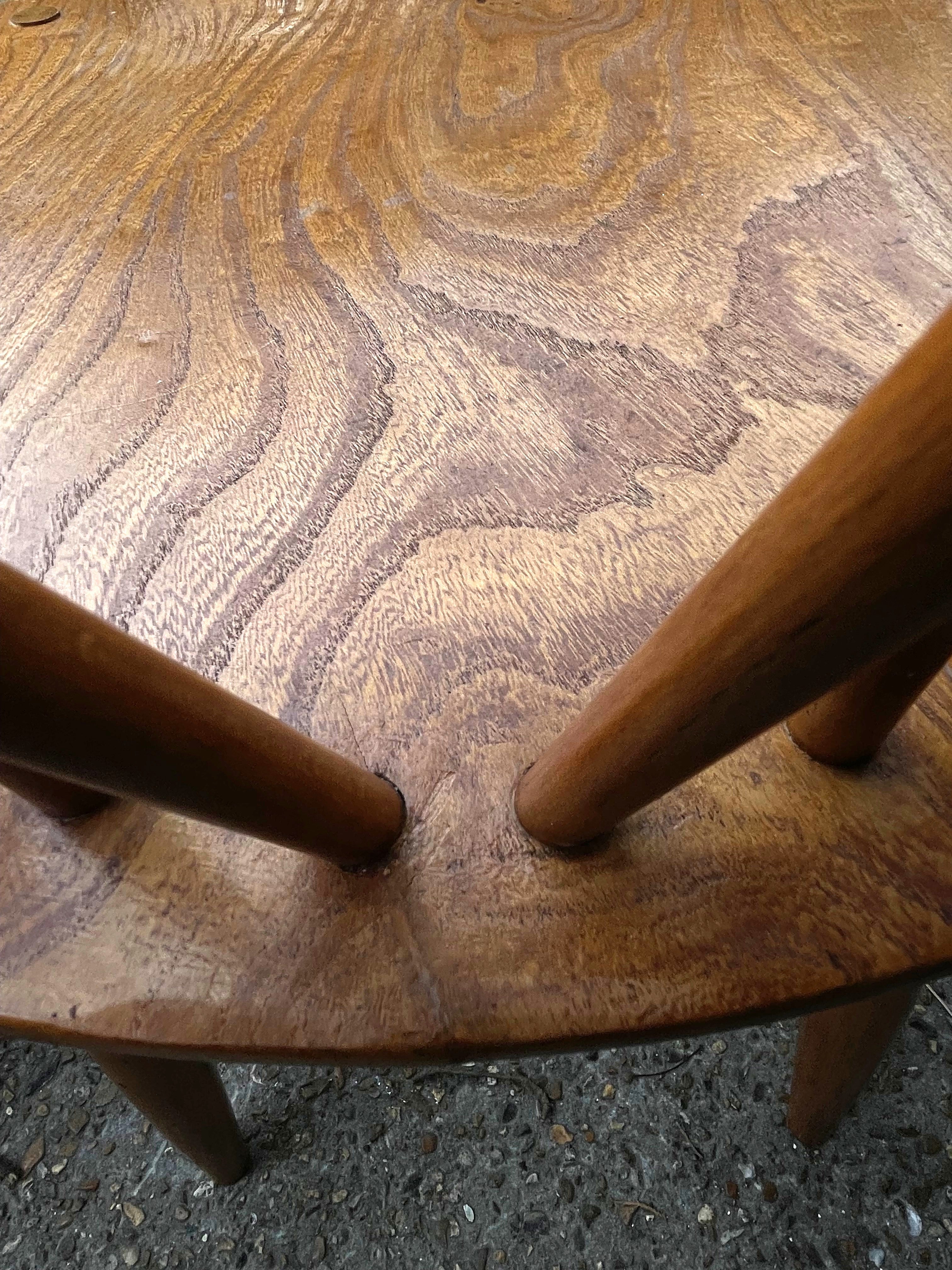 vintage ercol dining chairs  showing wood grain