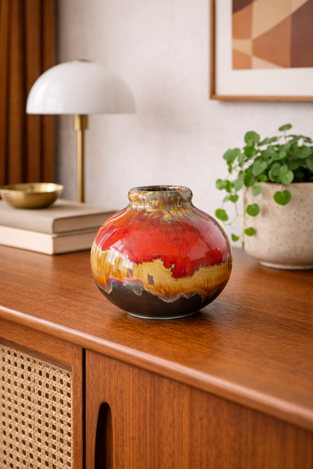 Mid-Century West German Lava Glaze Vase – Red Fat Lava Pottery