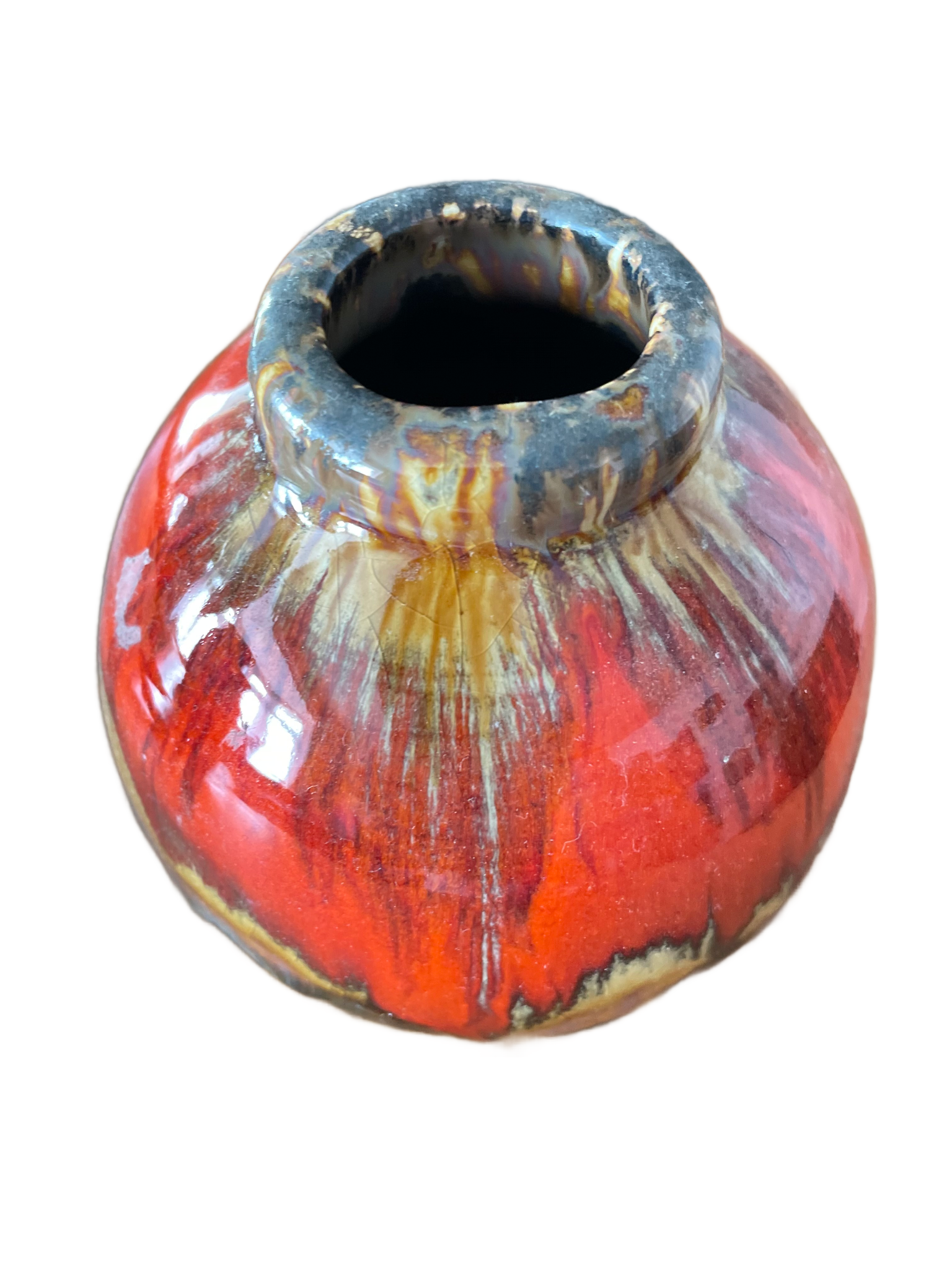 Mid-Century West German Lava Glaze Vase – Red Fat Lava Pottery